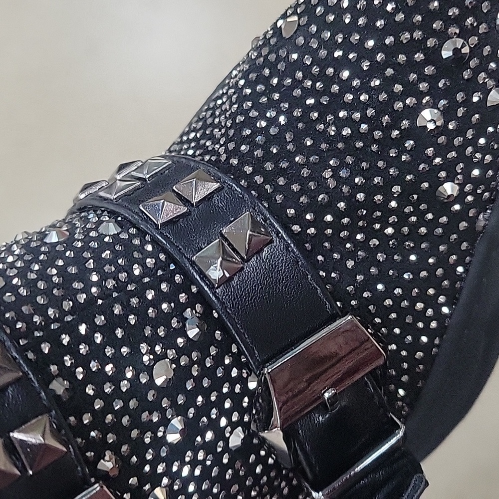 SOLD 🚨AZALE A WANG Black Studded Women's High Heel Boots - Picture 5 of 8